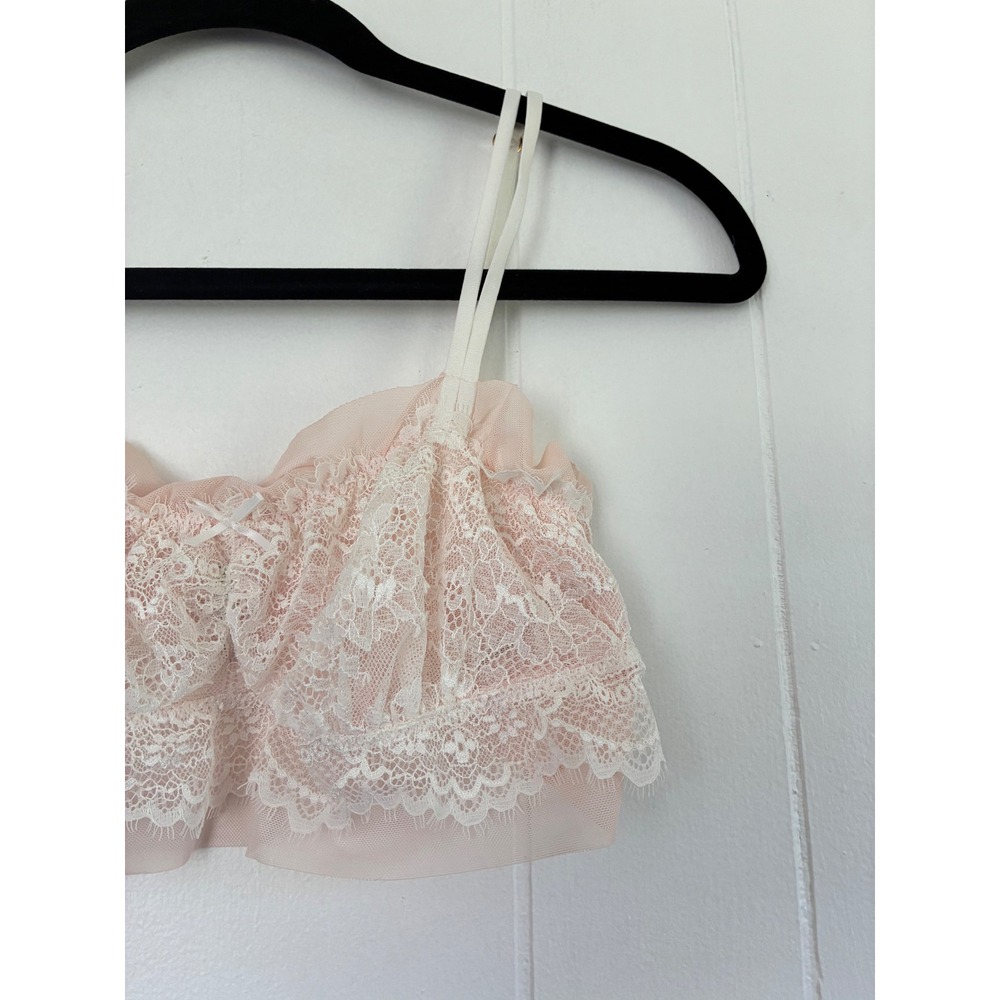 Intimately Free People Pink White Lace Ruffle Bralette Size S - Picture 3 of 5